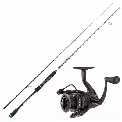 Ensemble spinning Canne Qualium 722 15/50g + moulinet Mitchell MX5 Spin 40 FD - Cannes surfcasting | Pacific Pêche