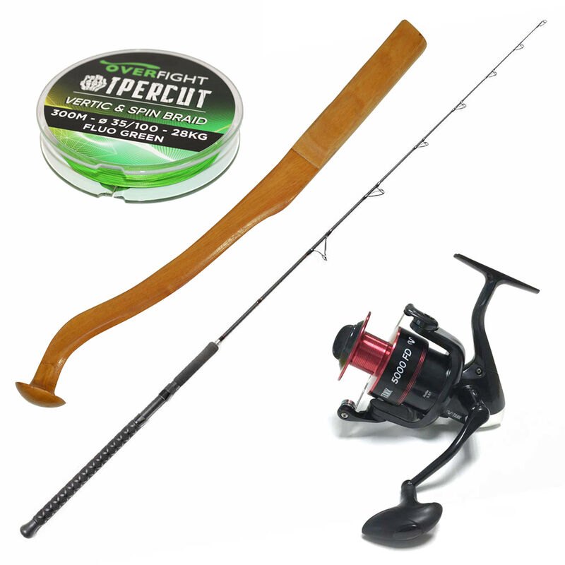 Pack canne Tank Vertical 1.90M + un moulinet le Tank 5000 FD + un Clonk + une tresse Ipercut Spin And Vertic Braid 35MM - Packs et ensembles | Pacific P&ecirc;che