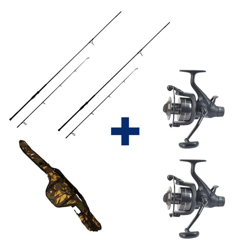 Pack 2 Cannes Carp Addict TR 10' 3lbs + 2 Moulinets 6000 FR + Fourreau - Cannes | Pacific Pêche