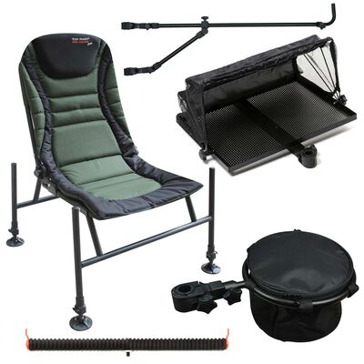 Pack chaise feeder + support bac + desserte + support double + support cranté - Pack feeder | Pacific Pêche