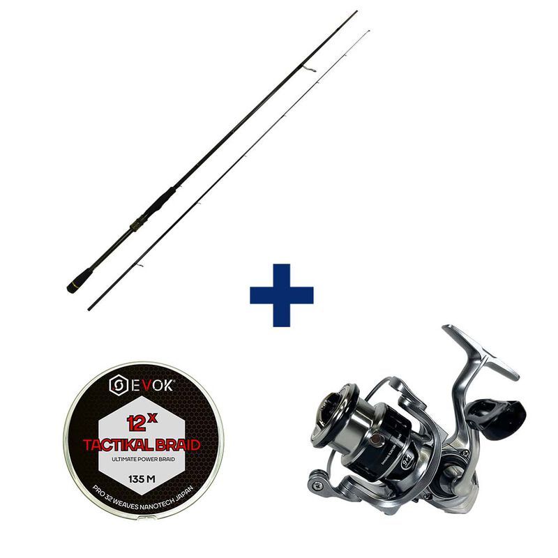 Pack Canne Evok Aerian 75hs 2.26cm, 20-60g + Aerian 3000Fd + Tresse - Packs et ensembles | Pacific P&ecirc;che