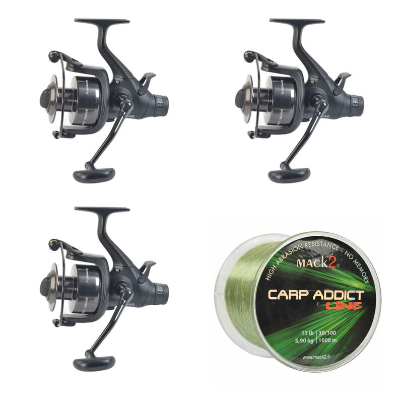 Pack 3 Moulinets Carp Addict 6000 FR + Carp Addict Monofilament - Moulinets | Pacific Pêche