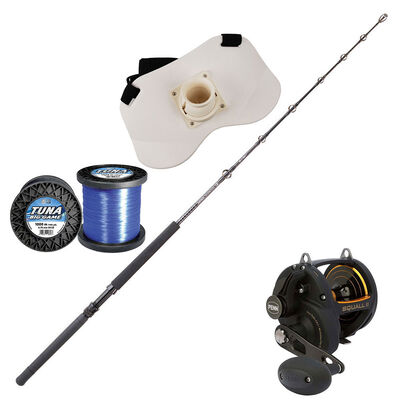 Pack Canne Barouder Tuna Control 1m75 + Moulinet Traine Penn Squall Ii Reel 60 + Nylon Asso Surf 80lb 1000m + Baudrier Sea Fighter - Packs et ensembles | Pacific Pêche