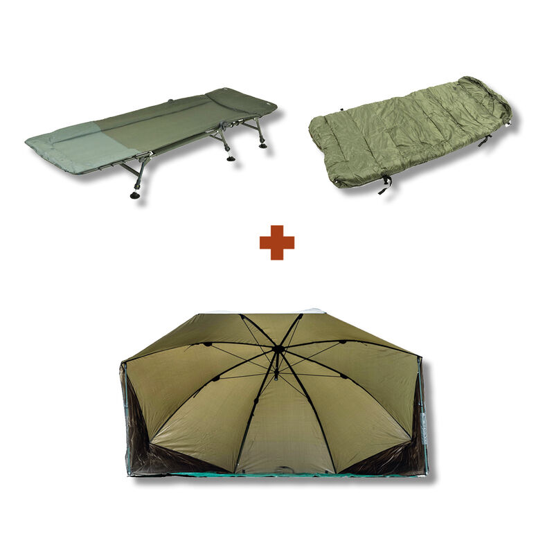 Pack Bedchair + Brolly + Duvet Process Team Carpfishing - Bivouac Confort | Pacific P&ecirc;che
