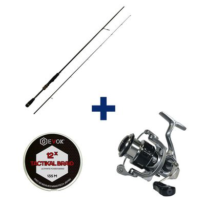Pack Canne Evok Aerian 67ms 2.01m, 5-25g + Moulinet Aerian 2500fd + Tresse - Packs et ensembles | Pacific Pêche