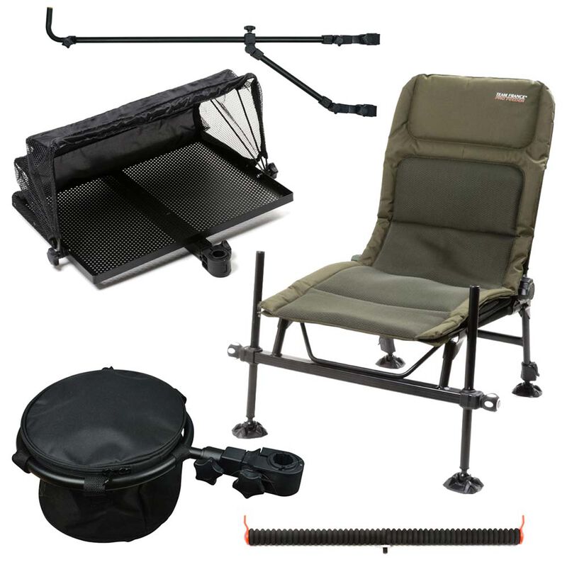 Pack chaise feeder + support multi D + support bac + support cranté + desserte à store - Pack feeder | Pacific Pêche