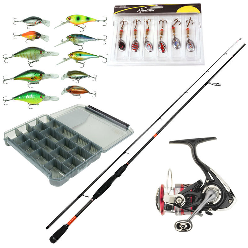 Canne Spinning Redfish Master Lures 2.10m, 10-30g + Moulinet Daiwa Ninja + 16 Leurres + Bo&icirc;te Versus Offerte - Packs et ensembles | Pacific P&ecirc;che
