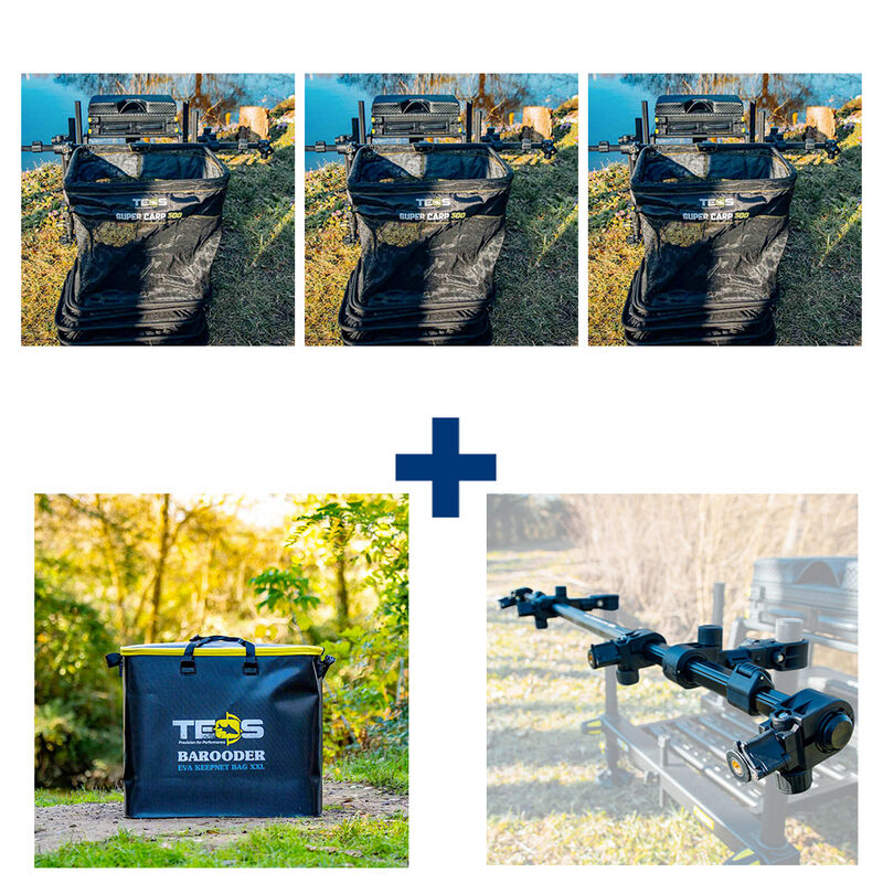 Ensemble Teos 3 Bourriches Super Carp 300 + Sac + Barre - Ensembles | Pacific P&ecirc;che