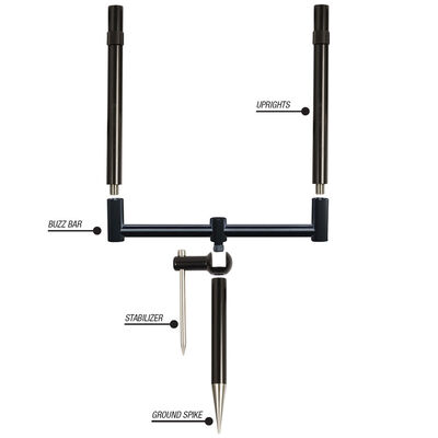 Support 2 cannes korda pack singlez alu black + surelevateur 6.5" - Supports de Cannes | Pacific P&ecirc;che