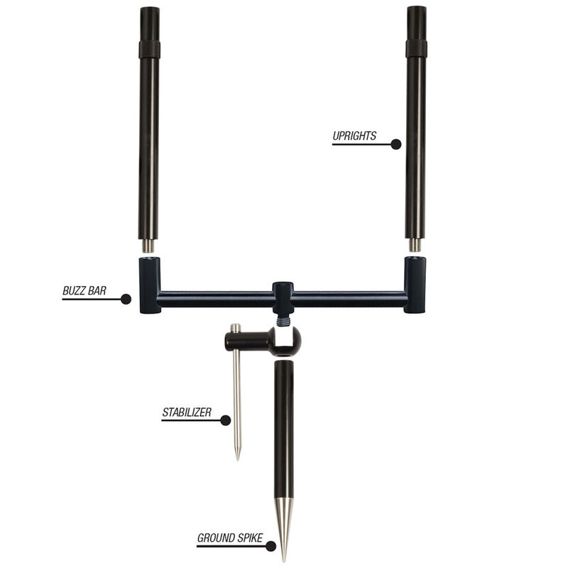 Support 2 cannes korda pack singlez alu black + surelevateur 6.5" - Supports de Cannes | Pacific P&ecirc;che