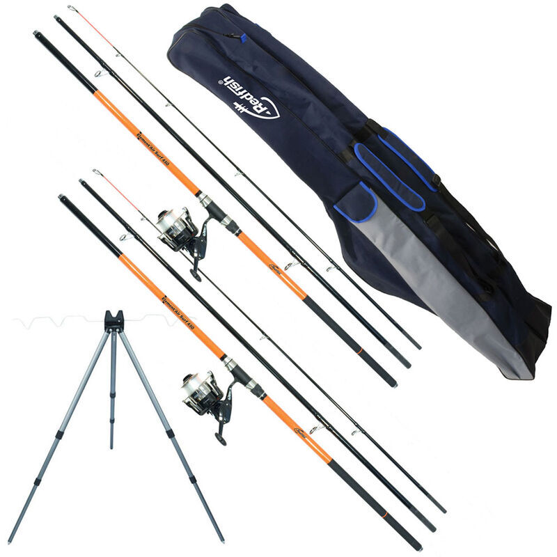 Pack surfcasting redfish 4.50m 2 cannes + 2 moulinets + 1 fourreau + 1 trépied - Packs et ensembles | Pacific Pêche