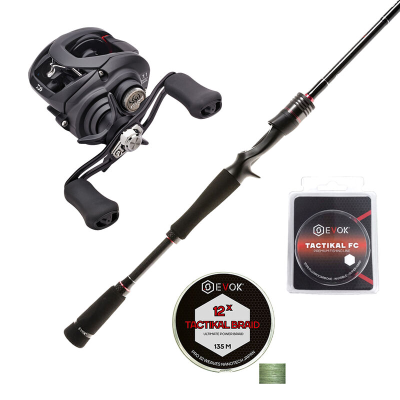 Pack carnassier casting Evok Spearhead 69H 2.06m 10-42g + Tatula 100HSL + Tresse + Fluorocarbon - Cannes Casting | Pacific Pêche