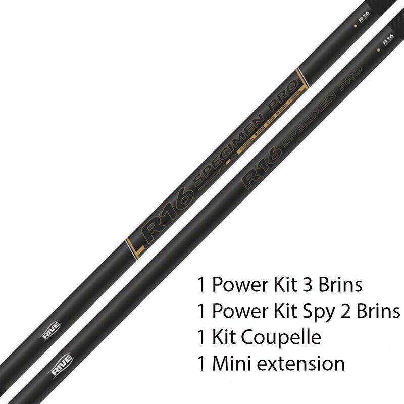 Pack Rive R16 Specimen Pro + Power Kit Spy 2 brin + Power Kit 3 brin + Mini extension + Kit Coupelle - Packs | Pacific P&ecirc;che