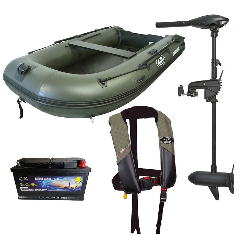 Pack Frazer Komando 290 HD + Moteur 55 lbs + Batterie 110Ah + Gilet de sauvetage - Packs | Pacific P&ecirc;che