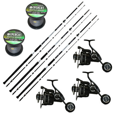 Pack Overfight 3 Glanika Allround 290 cm 150-350 g + 3 Glanika 8000 XT + 2 Ipercute Battle Braid - Packs et ensembles | Pacific P&ecirc;che
