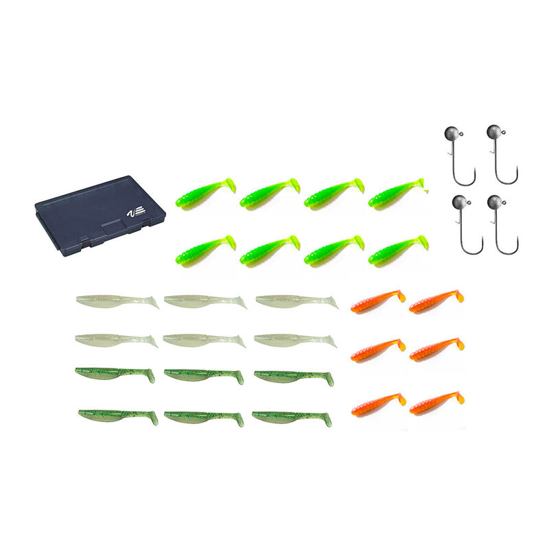 Boite + 26 leurres + 16 têtes plombées - Packs et ensembles | Pacific Pêche