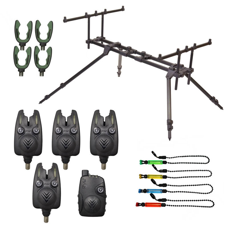 Pack Rod Pod Revenger 4 Cannes + 4 Détecteurs + Centrale + Hangers + Supports Arrière - Détections | Pacific Pêche