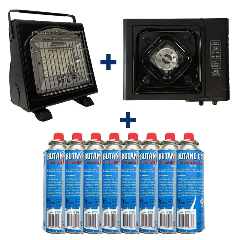 Pack Rechaud + Chauffage + 8 Cartouches de Gaz - Bivouac Confort | Pacific P&ecirc;che