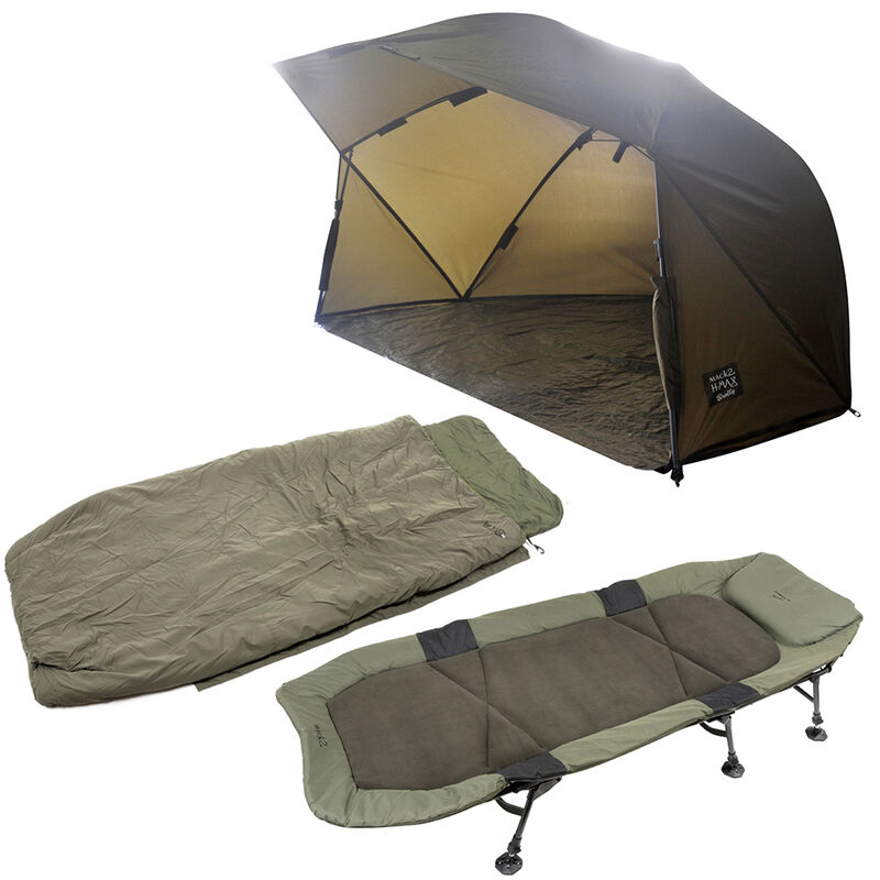 Pack Confort Xanthor XS Bedchair + Air Tech Sleeping Bag S3 + H Max Brolly - Packs | Pacific Pêche