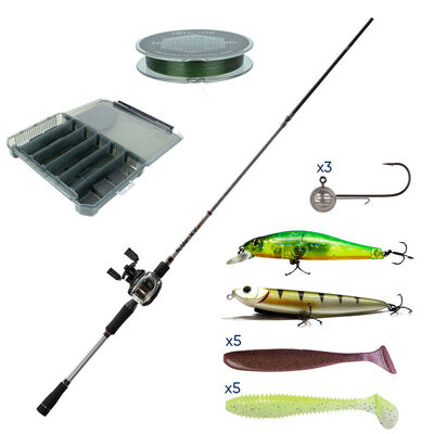 Pack Major Craft Kahory Casting Combo 2.20m, 10-42g + tresse + boite + leurres - Packs et ensembles | Pacific Pêche