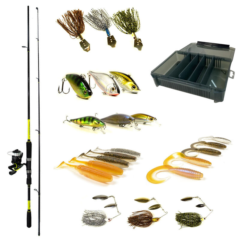 Pack Pr&ecirc;t &agrave; P&ecirc;cher Brochet Bzone Striker 240MH 10-45g + Moulinet + Nylon + Leurres + Boite - Packs et ensembles | Pacific P&ecirc;che