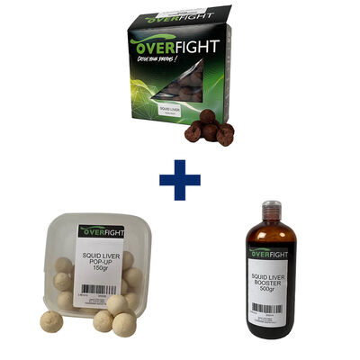 Pack Squid Liver Boost 500 ml + Pop-Up 25 mm + Pellets 30 mm - Packs et ensembles | Pacific P&ecirc;che