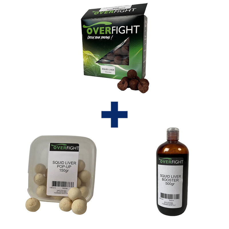 Pack Squid Liver Boost 500 ml + Pop-Up 25 mm + Pellets 30 mm - Packs et ensembles | Pacific P&ecirc;che