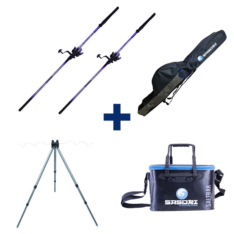 Pack 2 Combos Telesurf 3m90 + Trepied Quai+ Fourreau + Bakkan - Packs et ensembles | Pacific Pêche