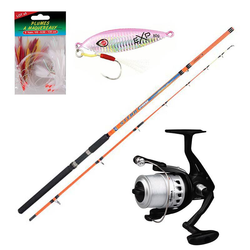 Pack p&ecirc;che maquereaux canne Colmic + Moulinets + fil + Plumes + jig Funa - Packs et ensembles | Pacific P&ecirc;che