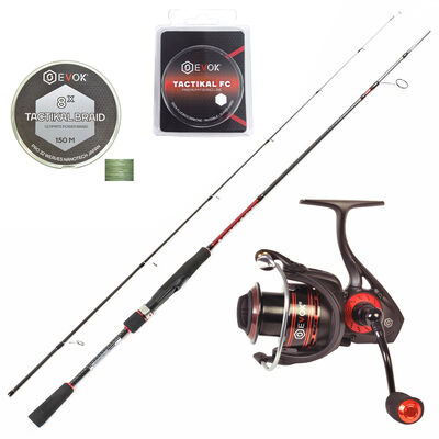 Pack carnassier Evok Invictus 625ML 5-14g + Irony 2508  + Tresse + Fluorocarbon - Cannes Spinning | Pacific Pêche