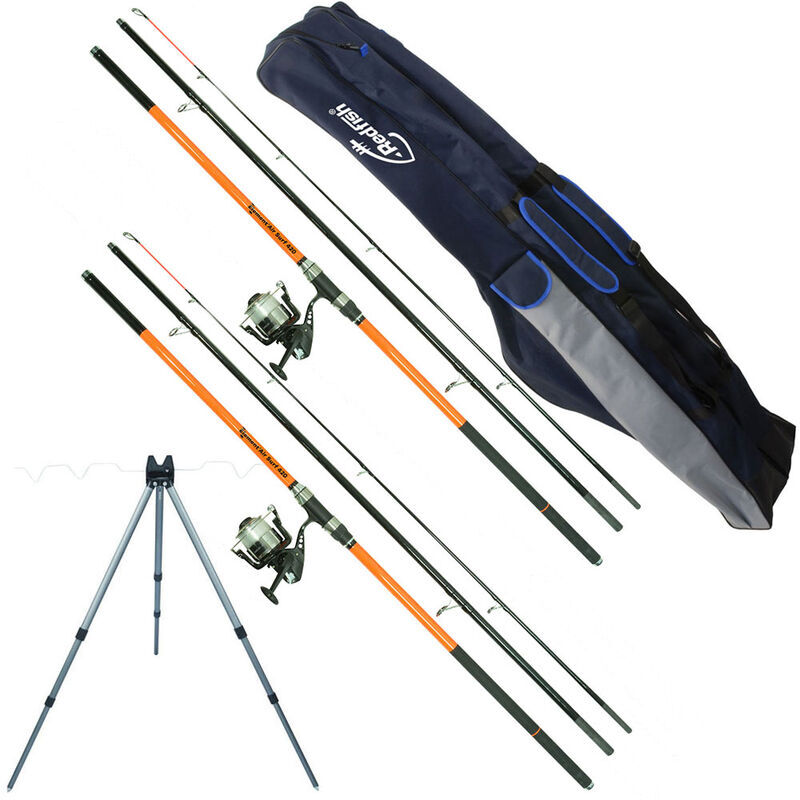 Pack surfcasting redfish 4.20m 2 cannes + 2 moulinets + 1 fourreau + 1 trépied - Packs et ensembles | Pacific Pêche