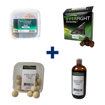 Pack Squid Liver Boost 500 ml + Pop-Up 25 mm + Paste 250 ml + Pellets 30 mm - Packs et ensembles | Pacific P&ecirc;che