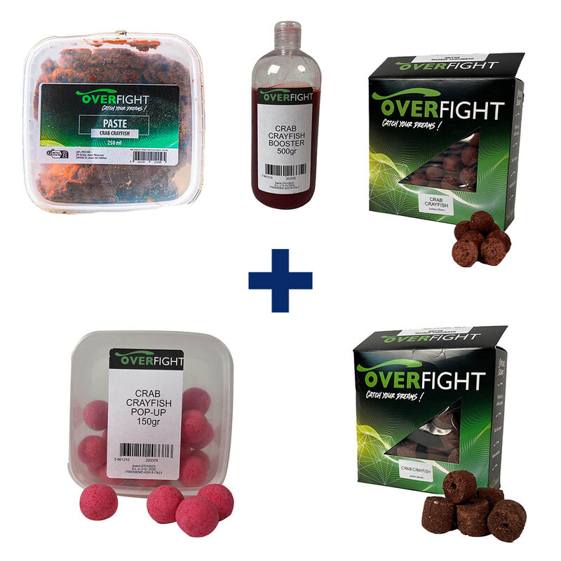 Pack Crab Crayfish Boilies 25mm 1kg + Boost 500ml + Pop Up 25mm + Paste 250ml + Pellets 30mm 1kg - Packs et ensembles | Pacific P&ecirc;che