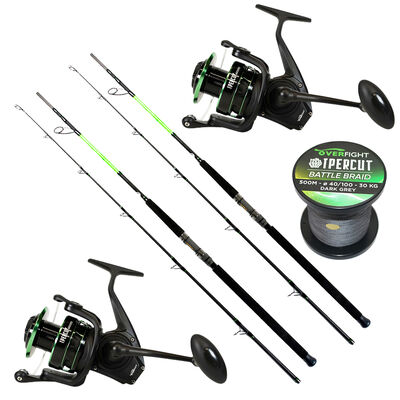 Pack Overfight 2 Ipercut Power 240 cm 100-250 g + 2 Ipercut 8000 FD +Ipercut Battle Braid - Packs et ensembles | Pacific P&ecirc;che
