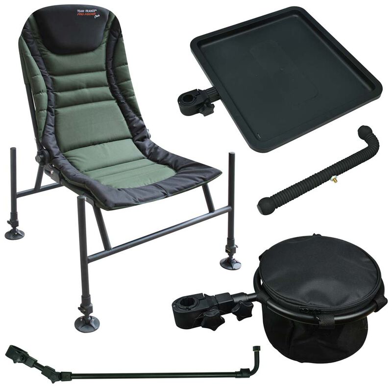 Pack chaise feeder + support bac + desserte + support coudé + support feeder Pro - Pack feeder | Pacific Pêche