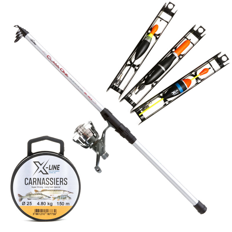 Pack carnassier vifs Ensemble Class One Redfish 3.50m 80-150g + Nylon + Kit 3 Montages X-Line - Cannes Pêche au Posé | Pacific Pêche