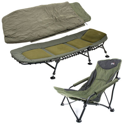 Pack Mack2 Stormer Bedchair + Air Tech Sleeping Bag S3 + Guest Chair - Bivouac Confort | Pacific Pêche