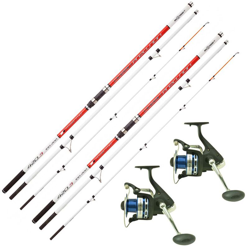 2 Ensembles surfcasting 2x Sunset Precision Power 4.50m + 2x moulinets Sasori Oceania 8000 - Packs et ensembles | Pacific Pêche