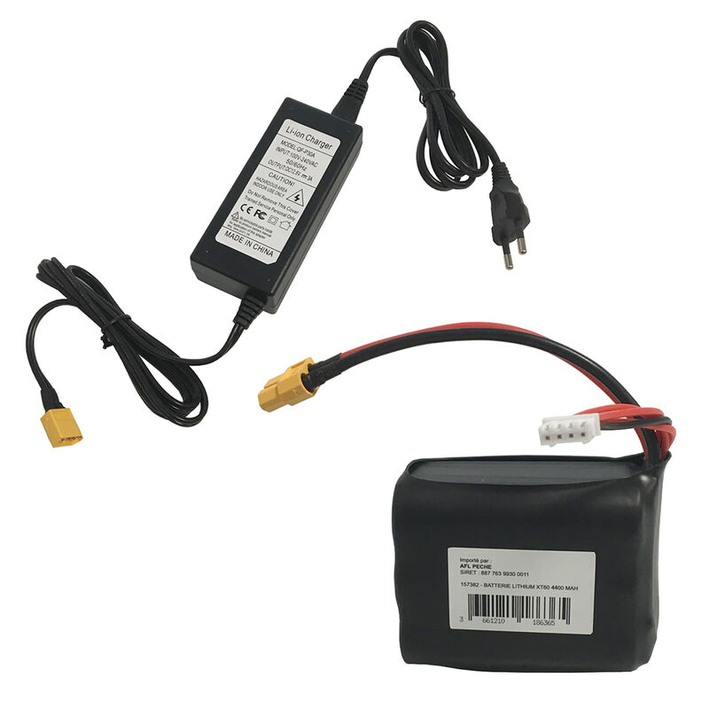 Pack Batterie pour Echosondeur Toslon + Chargeur - App&acirc;ts / Bateaux amorceur / Spodding | Pacific P&ecirc;che