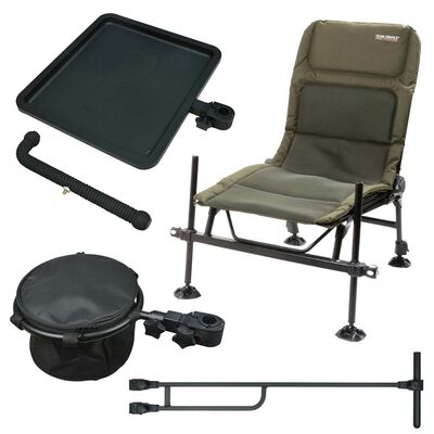 Pack chaise feeder + support coudé + support feeder Pro + desserte + support bac - Pack feeder | Pacific Pêche