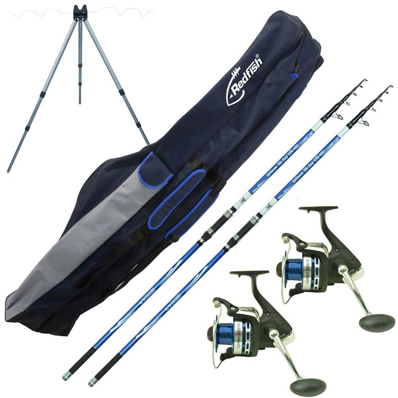 Pack Surf 2 cannes 4m10 + 2 moulinets 8000 + fourreau + trepied - Packs et ensembles | Pacific Pêche