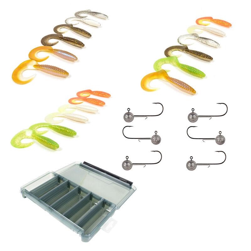 Pack 18 Grub 8.5cm + 6 T&ecirc;tes Plomb&eacute;es + Boite - Packs et ensembles | Pacific P&ecirc;che