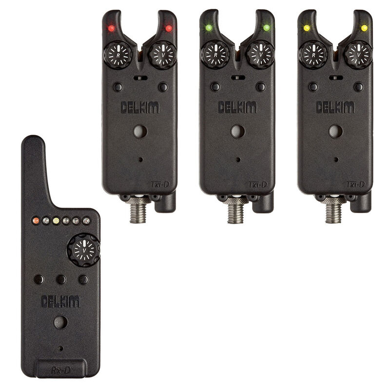 Pack 3 détecteurs carpe delkim txi-d + centrale rx-d (rouge, vert, jaune) - Détections | Pacific Pêche