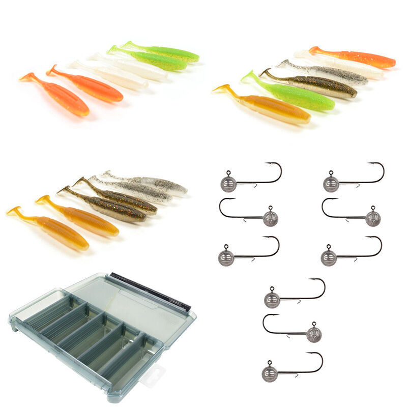 Pack 18 Shad 8.5cm +  9 T&ecirc;tes Plomb&eacute;es + Bo&icirc;te Offerte - Packs et ensembles | Pacific P&ecirc;che