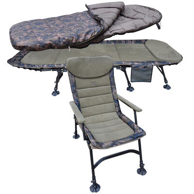 Pack confort mack2 levelchair + sleeping bag + bedchair camo - Bedchairs | Pacific Pêche
