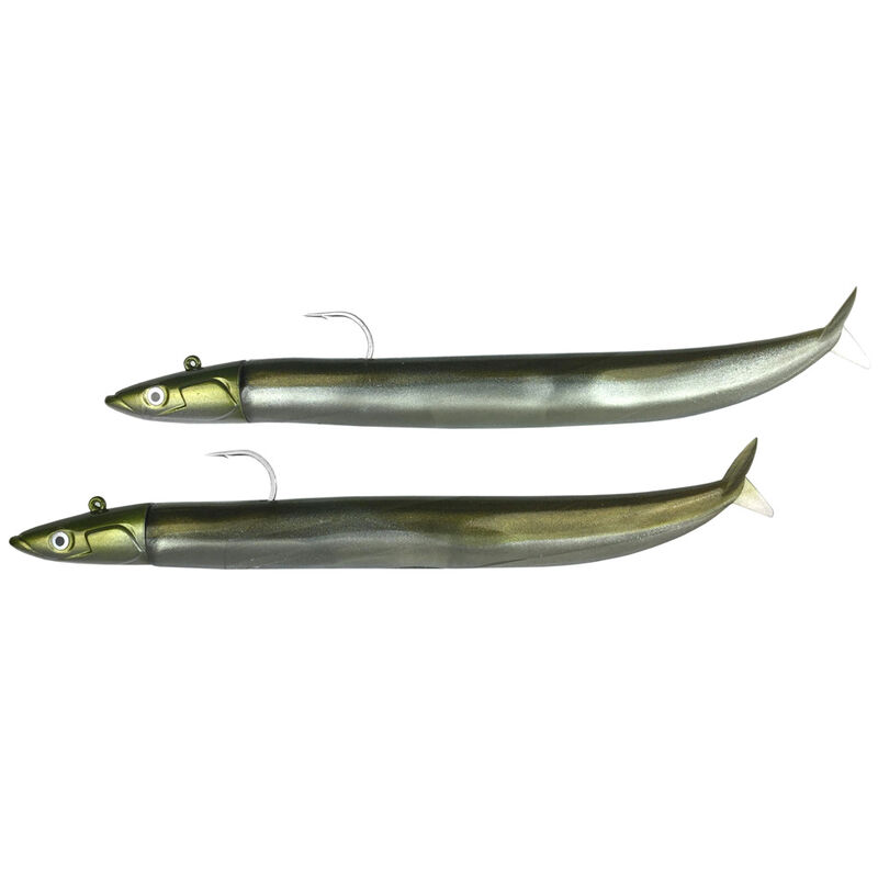 Leurres souples fiiish double combo crazy sand eel 100 off shore 10cm 10g kaki - Leurres souples | Pacific Pêche