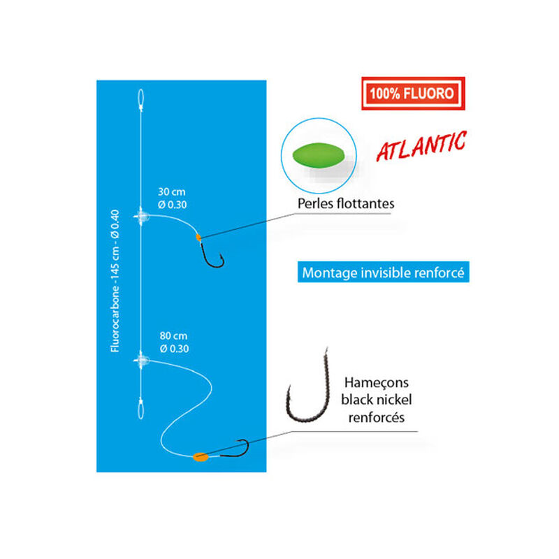 Bas de ligne flashmer daurade en dérive en fluorocarbon 2 hameçons - Bas de Lignes / Lignes Montées | Pacific Pêche