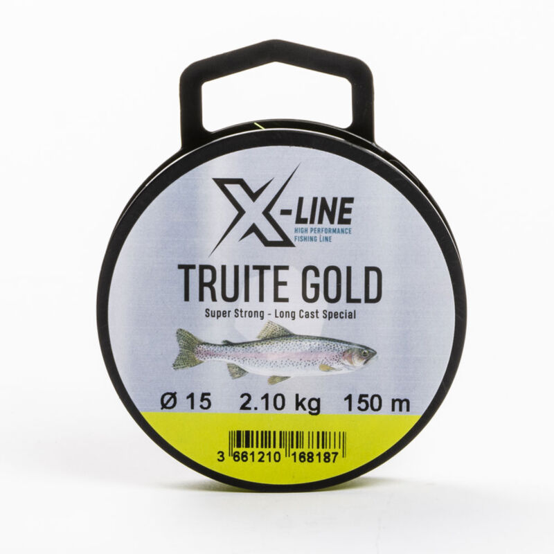 Fil nylon jaune fluo x-line truite gold 150 m - Fils-nylons pêche à la  truite