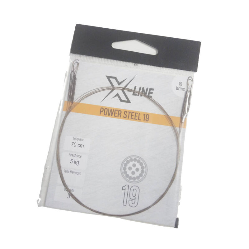Bas de ligne acier monté carnassier x-line power steel 19 brins spécial leurres 12cm (x3) - Bas de ligne montés | Pacific Pêche