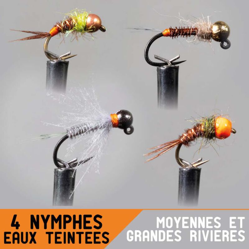 Set Nymphe Garbolino x4 - moyennes et grandes rivières / eaux teintées - Nymphes | Pacific Pêche